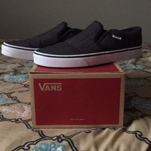 Slide In Vans !! Black and White Asher Material